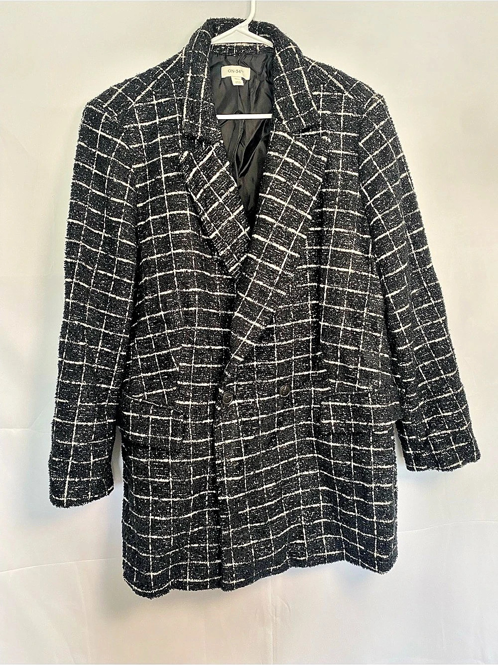 ON 34TH Plaid Blazer in Black & White Size 18W Like New